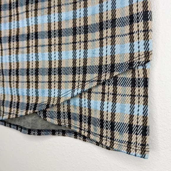Altar'd State Blue Gold Black Plaid Stretchy Elastic Waist Mini Skirt Sz M - Picture 6 of 13